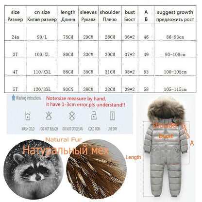 Stevvex Winter Snowsuit for Babies gray padded jumpsuit with fur hood for outdoor winter on Tampa Home & Garden Store
