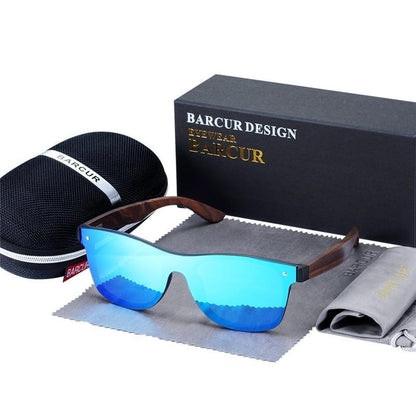Handmade bamboo wooden sunglasses with blue mirrored UV400 lenses by Stevvex on Tampa Home & Garden Store