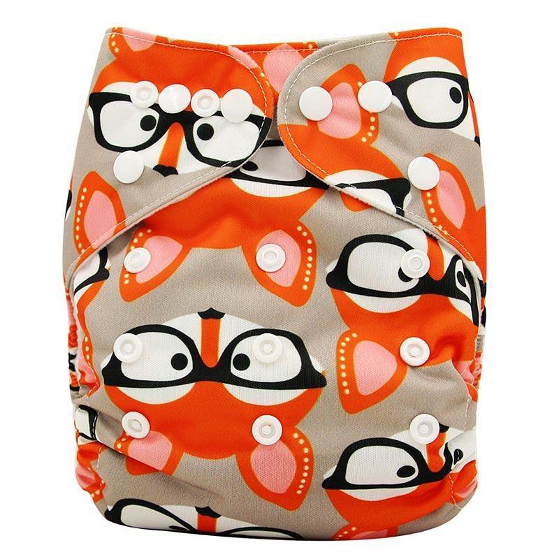 Stevvex baby cloth diaper with orange butterfly pattern, gray background, snap closures on Tampa Home & Garden Store