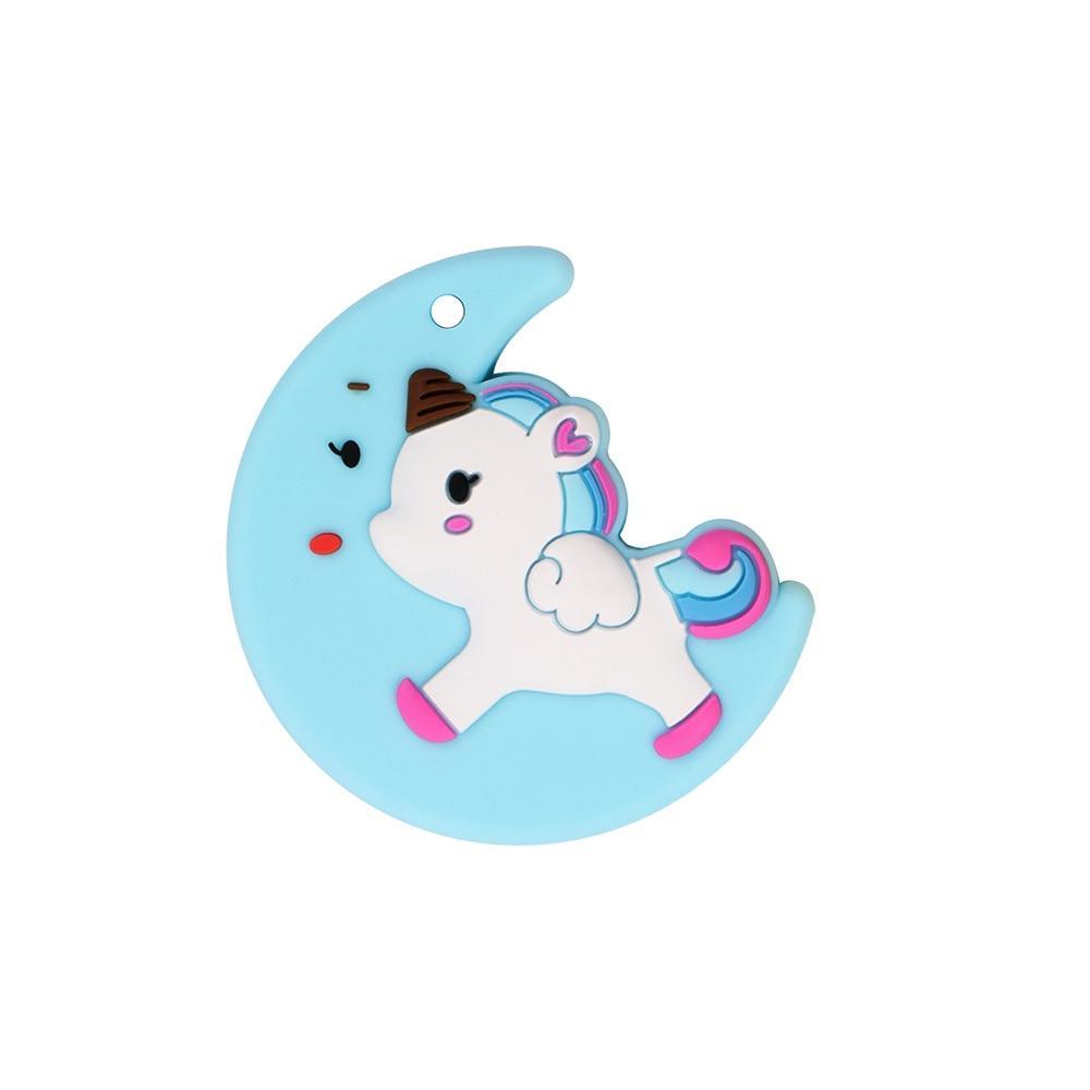 Baby silicone teether unicorn on blue crescent moon, BPA free, Stevvex on Tampa Home & Garden Store