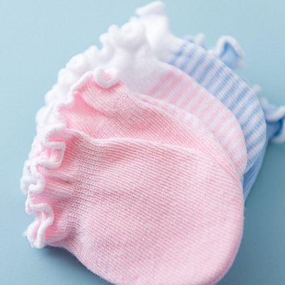 Stevvex baby mittens 4-pack pink and blue striped anti-scratch breathable knit for newborns on Tampa Home & Garden Store