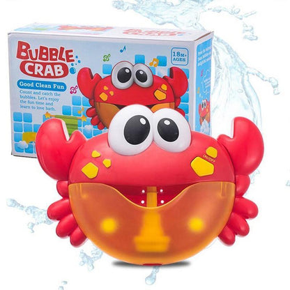 Stevvex Bubble Crab bath toy bubble machine for kids, red crab with orange bowl on Tampa Home & Garden Store