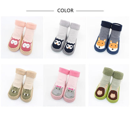 Stevvex baby warm stretchy booties socks with rubber soles, 6 pairs in designs for newborns on Tampa Home & Garden Store