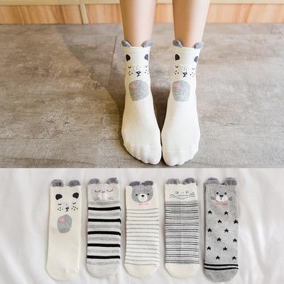 Stevvex 5-pair set: 100% cotton unisex baby socks with cute cartoon faces, varied patterns on Tampa Home & Garden Store