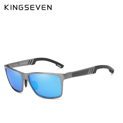 Sunglasses Stevvex aluminium men's polarized with blue mirrored lenses, sporty retro frame on Tampa Home & Garden Store