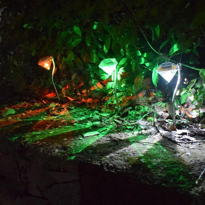 4 Pack Solar Diamond LED Lights and Garden Stakes