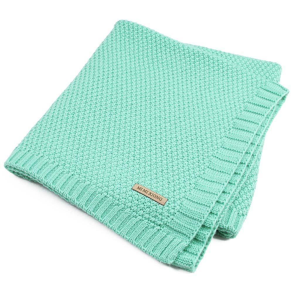 Baby knitted swaddle blanket mint green by Stevvex, ultra soft infant bedding on Tampa Home & Garden Store