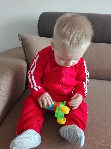 2pc baby clothing set Stevvex, red cotton zip-up jacket and pants, sport design on Tampa Home & Garden Store