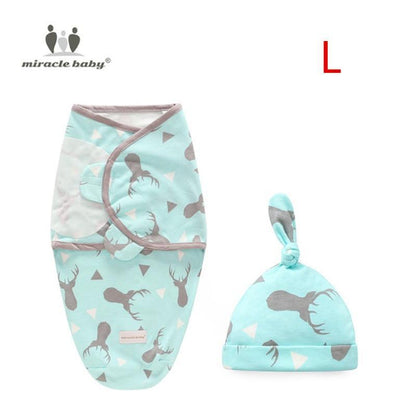 2-piece baby swaddle blanket with cap in turquoise deer-print pattern on Tampa Home & Garden Store