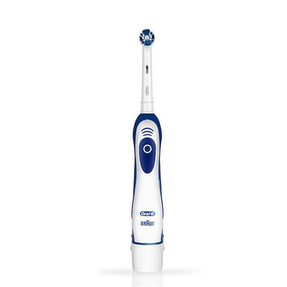 Electric toothbrush Oral-B Braun with blue and white handle and round blue brush head on Tampa Home & Garden Store