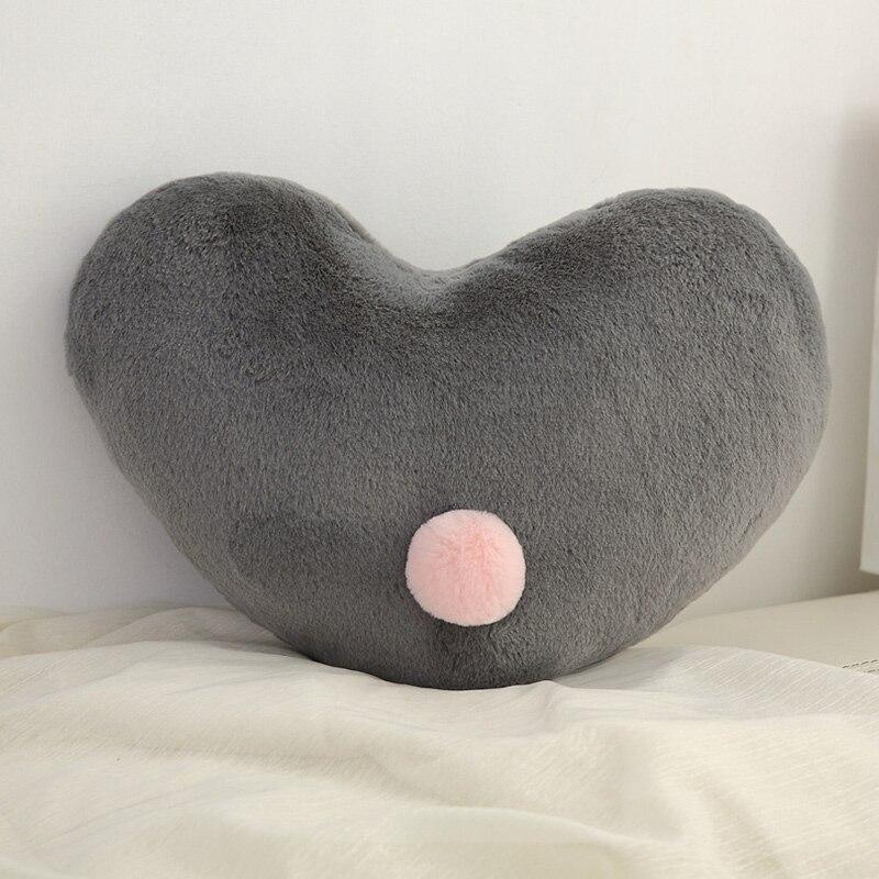 Heart-shaped gray plush nursing pillow with pink dot for babies Stevvex Nordic decor on Tampa Home & Garden Store