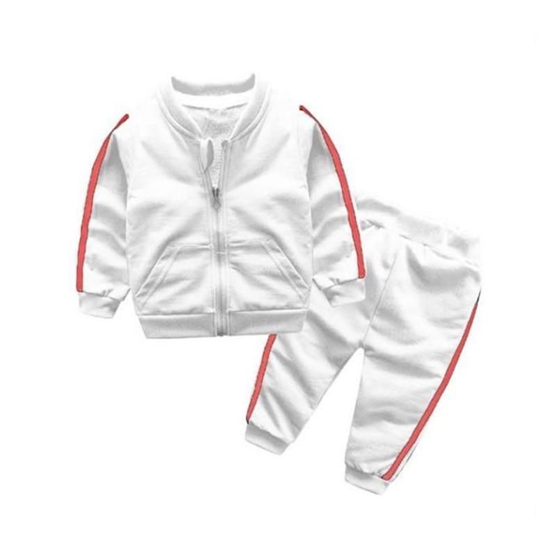 Stevvex white cotton 2pc baby tracksuit with red stripes zip jacket and pants on Tampa Home & Garden Store