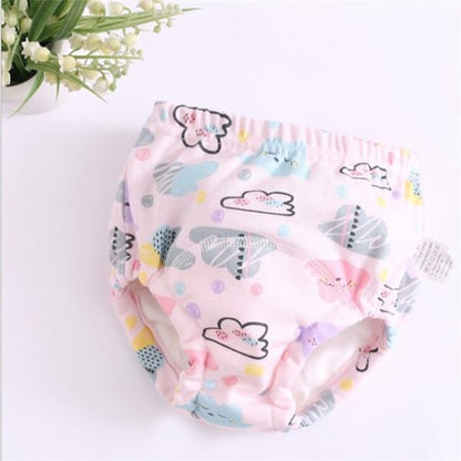 Stevvex 6 Layer Baby Cotton Training Pants cloth diaper pink clouds breathable nappies on Tampa Home & Garden Store