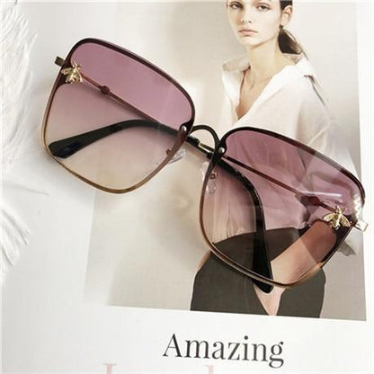 Oversize square sunglasses Stevvex with pink gradient lenses and golden frame UV400 protection on Tampa Home & Garden Store