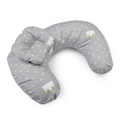 Newborn nursing pillow Stevvex gray U-shaped with subtle white and yellow prints on Tampa Home & Garden Store