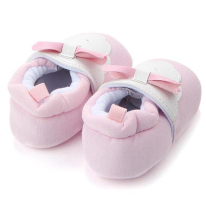 Stevvex baby first walkers pink cotton soft pre walker shoes with butterfly knot strap on Tampa Home & Garden Store