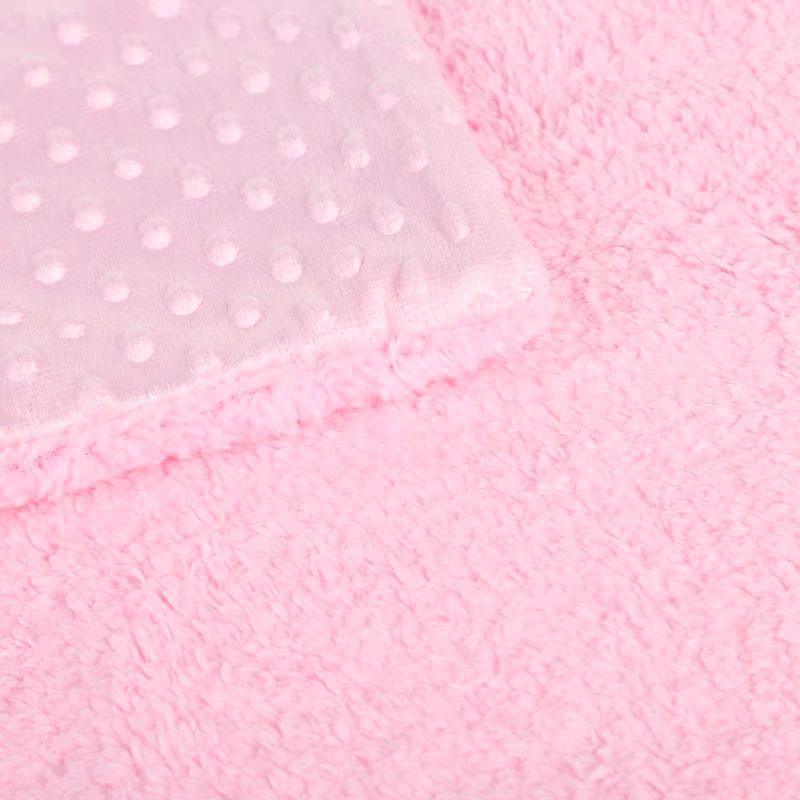 Stevvex pink plush baby receiving blanket with dotted corner for newborn swaddling on Tampa Home & Garden Store