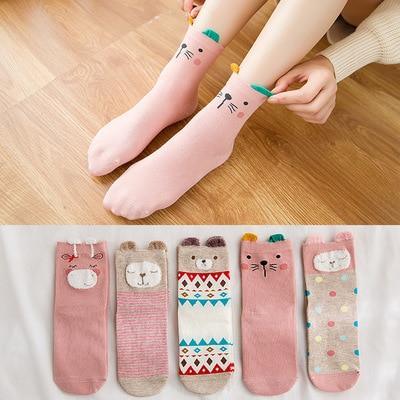 Stevvex 5-pair 100% cotton unisex baby socks set with cute cartoon designs and patterns on Tampa Home & Garden Store