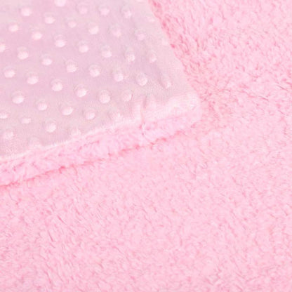 Stevvex pink plush baby receiving blanket with dotted corner fleece on Tampa Home & Garden Store
