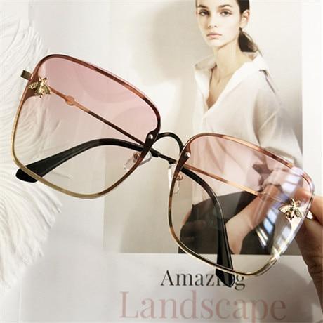 Stevvex oversized square sunglasses pair with pink gradient lenses and gold-tone frame on Tampa Home & Garden Store