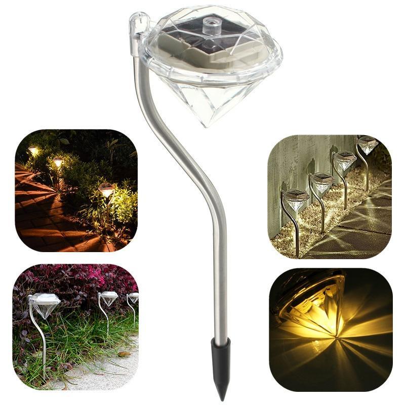 4 Pack Solar Diamond LED Lights and Garden Stakes