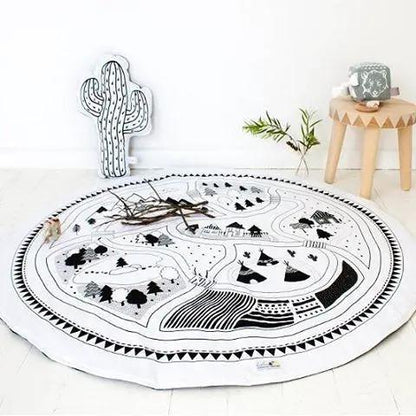 Cotton Baby Round Play Mat with Zipper Washable