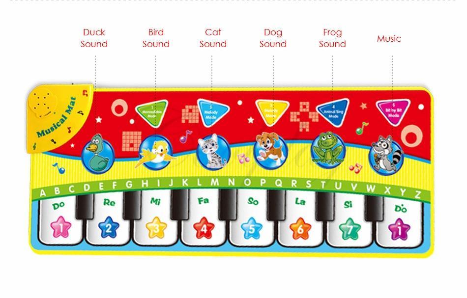 Stevvex Trend Baby Piano Mat educational electronic toy with colorful keyboard and animals on Tampa Home & Garden Store