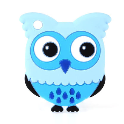 Owl silicone teether blue BPA free baby toy with large eyes and beaded belly Stevvex on Tampa Home & Garden Store