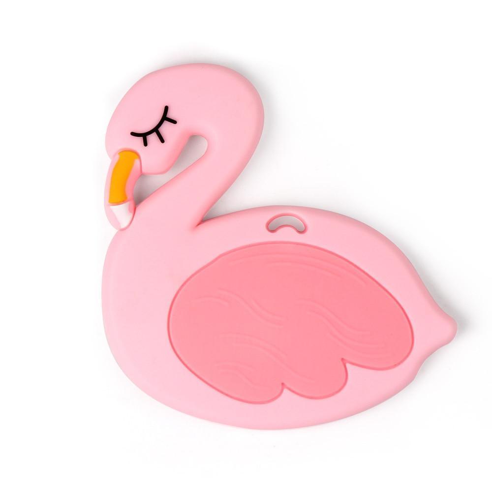 Flamingo silicone teether for babies, pink BPA-free teething toy on Tampa Home & Garden Store