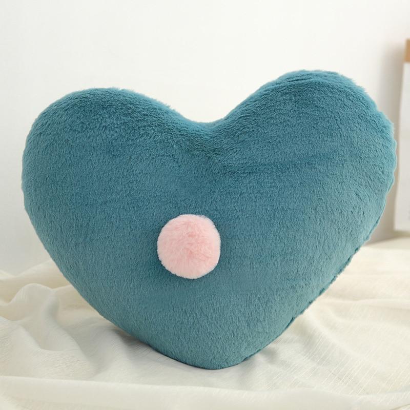 Stevvex blue heart-shaped nursing pillow plush with pink pom-pom for newborns on Tampa Home & Garden Store