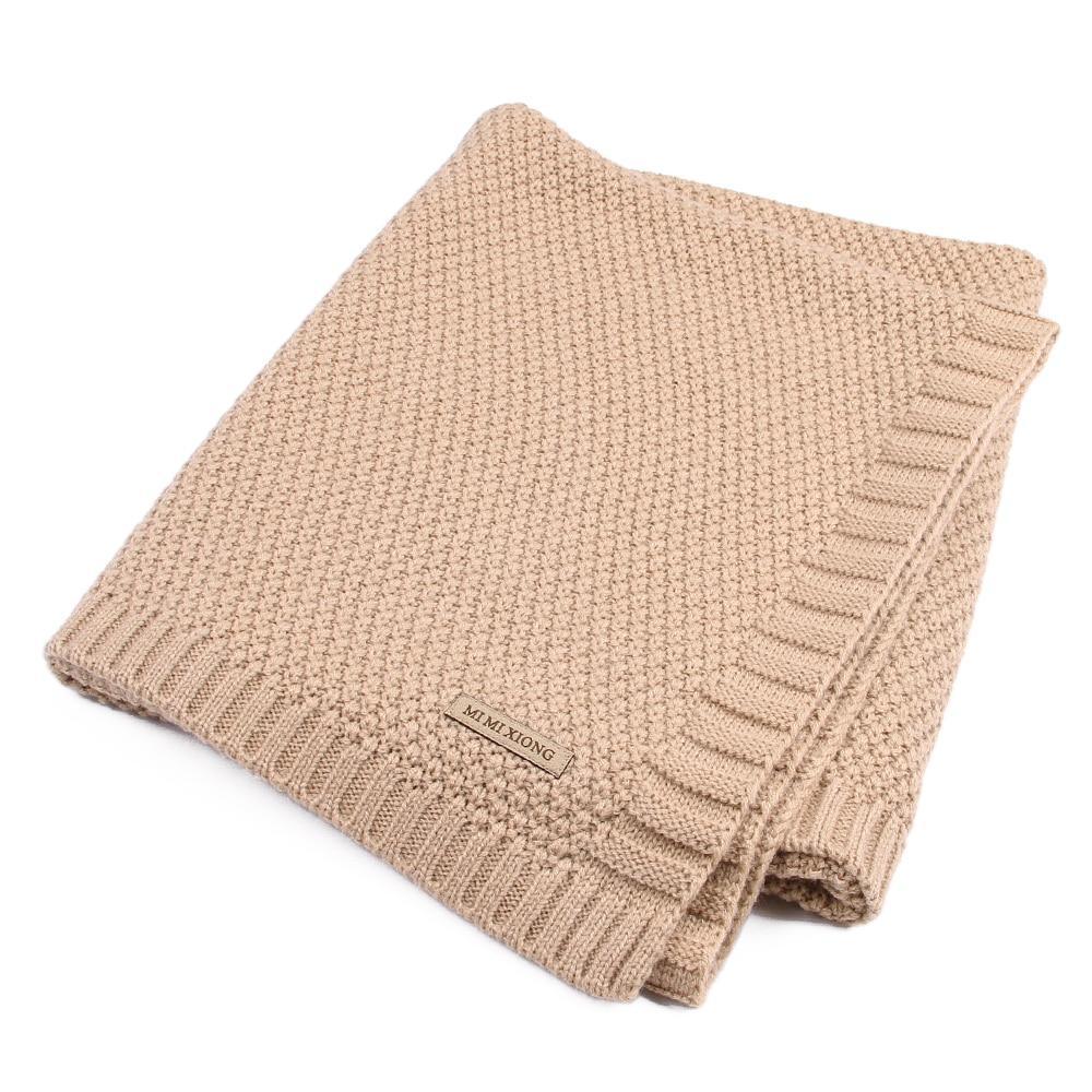 Knitted baby blanket swaddle wrap beige by Stevvex, soft infant bedding on Tampa Home & Garden Store