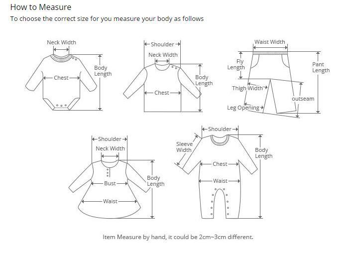 Stevvex baby dress measurement diagram showing neck, chest, body length on Tampa Home & Garden Store
