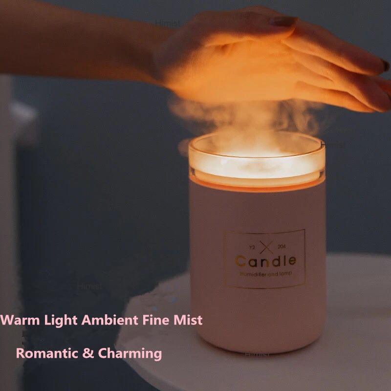 Stevvex 280ML pink ultrasonic humidifier candle with warm soft light USB essential oil diffuser on Tampa Home & Garden Store