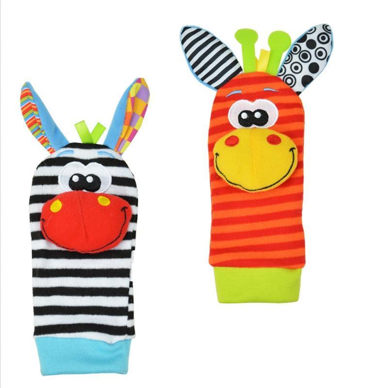 Stevvex wrist rattle socks 2-pack, zebra stripe and orange stripe infant toy set on Tampa Home & Garden Store