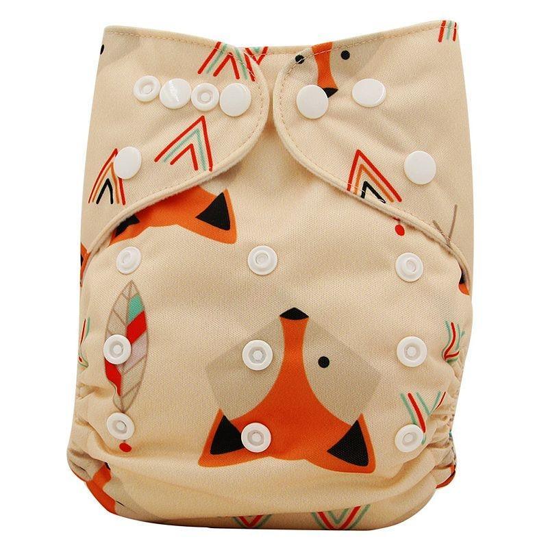 Baby cloth diaper reusable nappies with beige pattern, waterproof pocket, adjustable snaps on Tampa Home & Garden Store