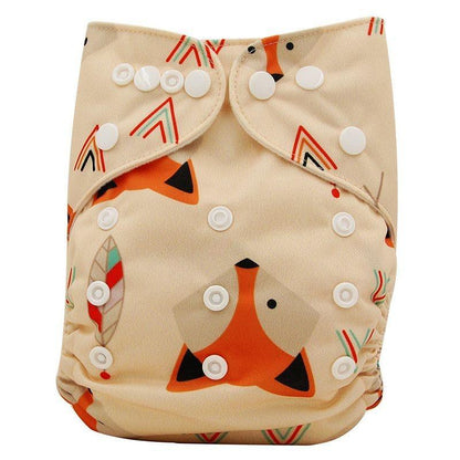 Baby cloth diaper reusable nappies with beige pattern, waterproof pocket, adjustable snaps on Tampa Home & Garden Store