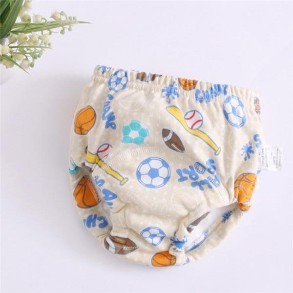 Stevvex 6-layer baby cotton training pants cloth diaper in cream with sports ball print on Tampa Home & Garden Store