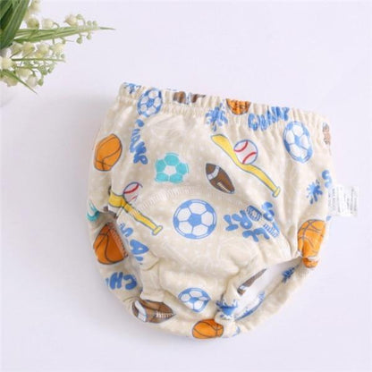 Stevvex 6-layer baby cotton training pants cloth diaper in cream with sports ball print on Tampa Home & Garden Store