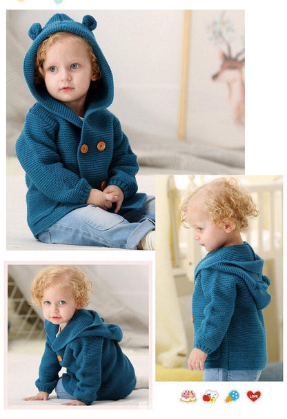Warm Hooded Cardigan Jumpsuit And Baby Romper
