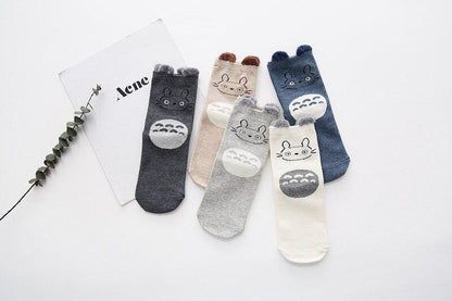 Stevvex 5-pair baby socks set, 100% cotton, unisex, cartoon faces in gray beige navy white on Tampa Home & Garden Store