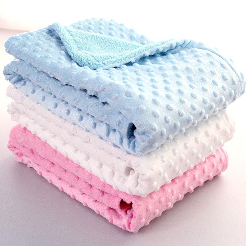 Modern luxury baby blanket set by Stevvex in blue white pink fleece receiving blankets on Tampa Home & Garden Store