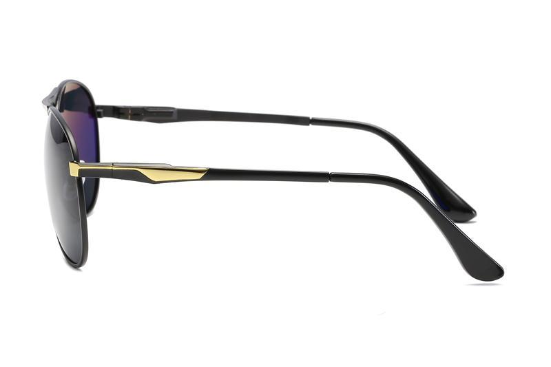 Stevvex aviation pilot sunglasses, black frame with gold temple accents, polarized UV400 on Tampa Home & Garden Store