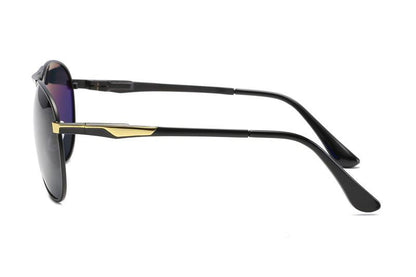 Stevvex aviation pilot sunglasses, black frame with gold temple accents, polarized UV400 on Tampa Home & Garden Store