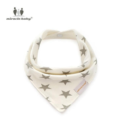 Stevvex baby swaddle blanket with cap, cream fabric with gray star print, Miracle Baby logo on Tampa Home & Garden Store
