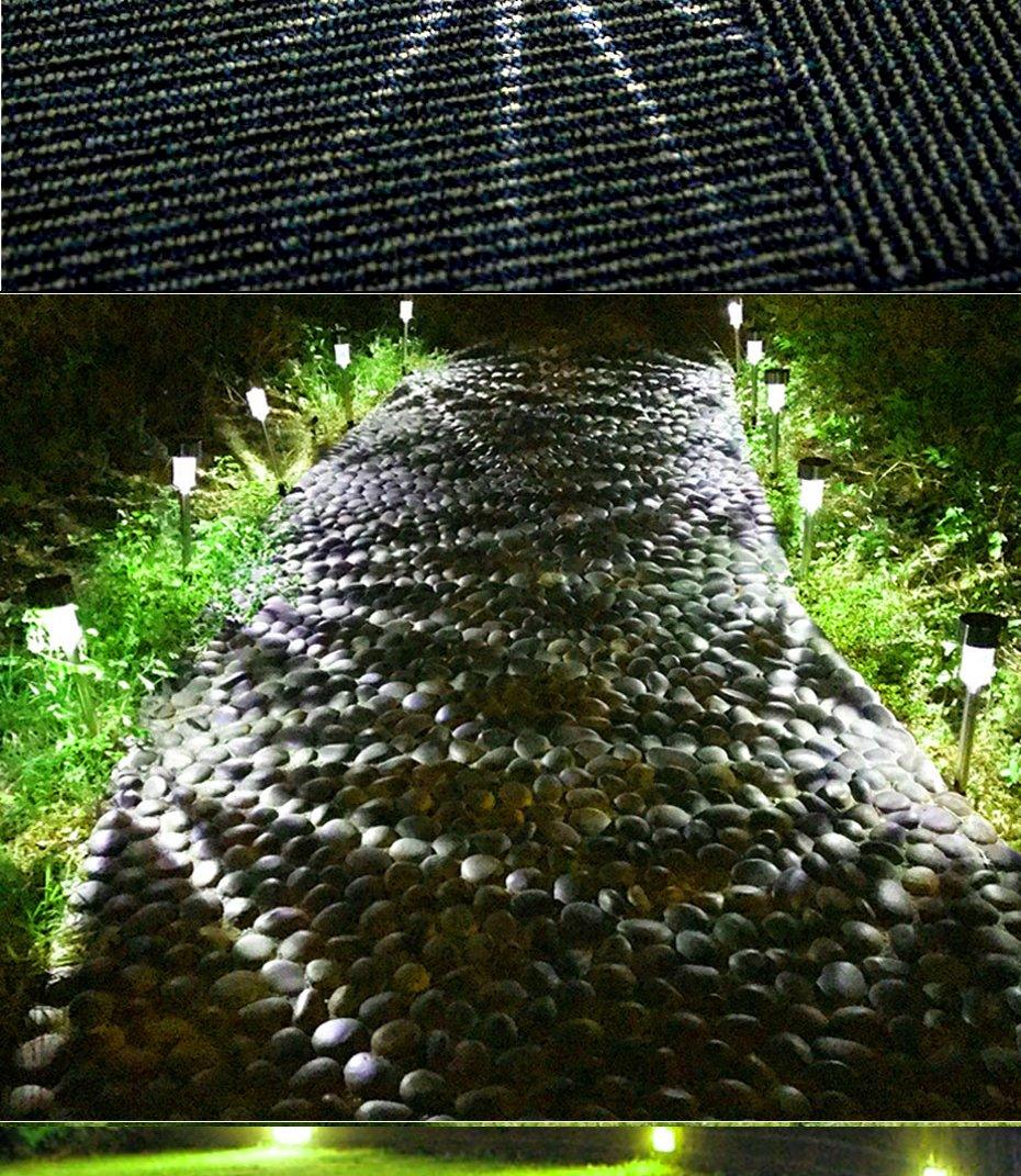 Garden Premium LED solar landscape path lights stainless steel by Stevvex along pebble walkway on Tampa Home & Garden Store