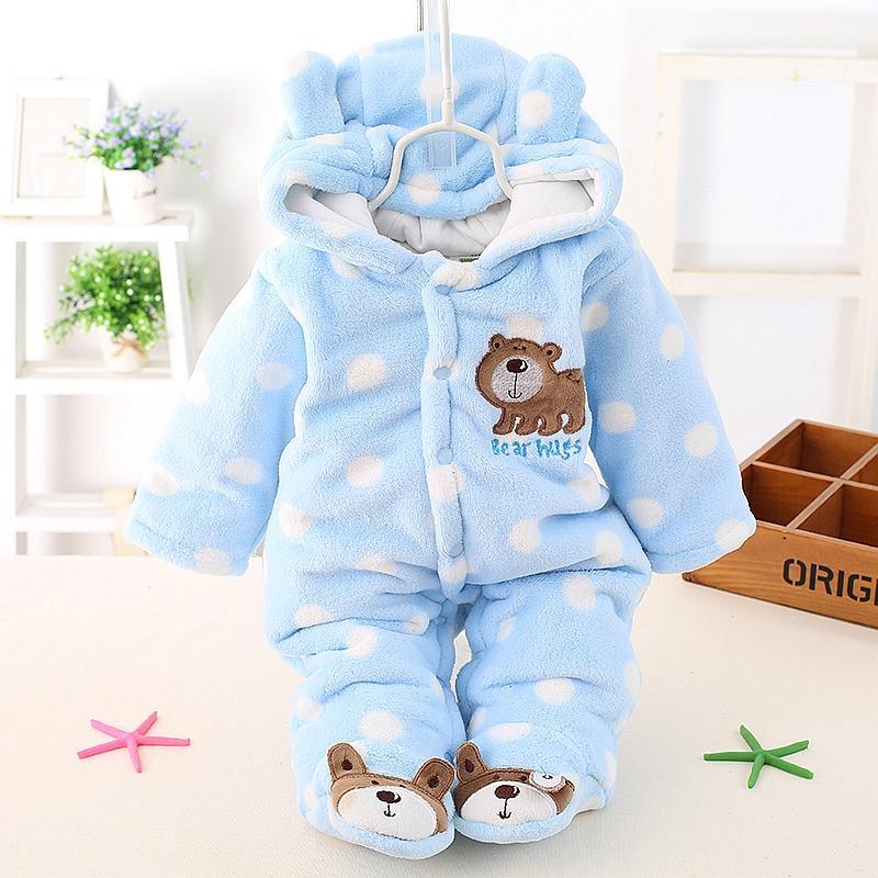 Baby bear costume hooded romper in blue fleece by Stevvex for girls and boys on Tampa Home & Garden Store