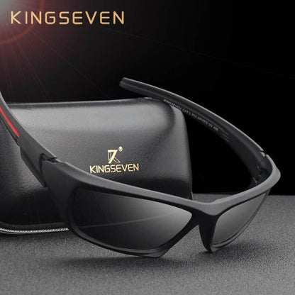 Kingseven polarized sunglasses black TR90 frame with mirror lenses and branded case on Tampa Home & Garden Store