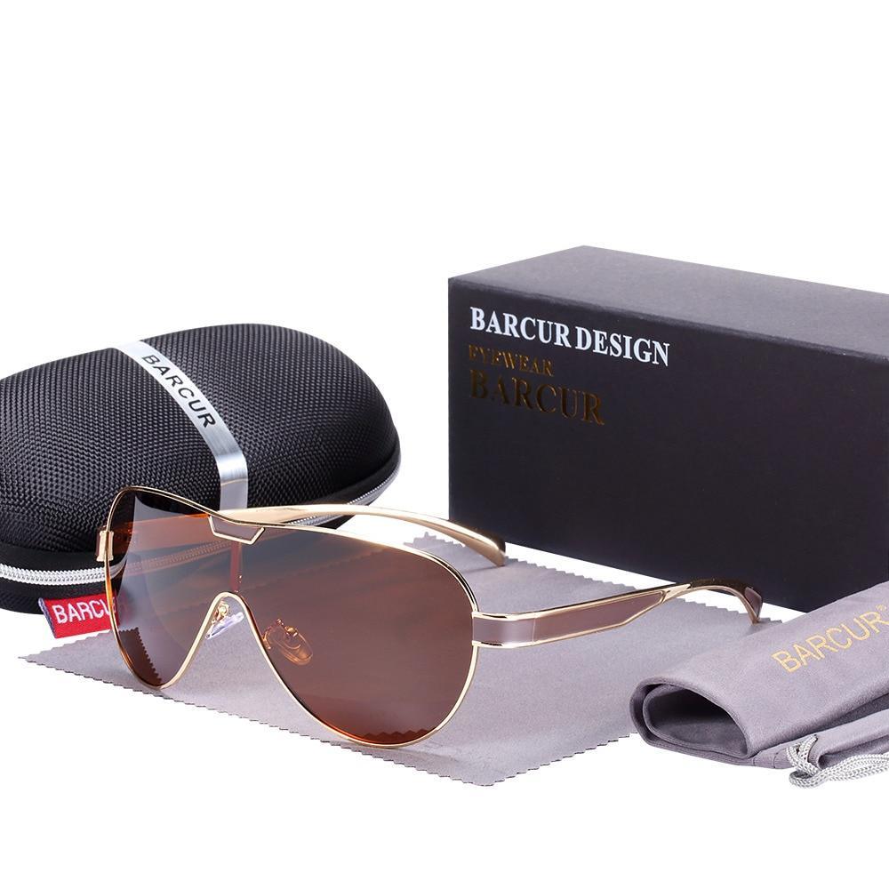 BARCUR polarized aviator sunglasses with brown lenses and gold frame UV400 protection on Tampa Home & Garden Store
