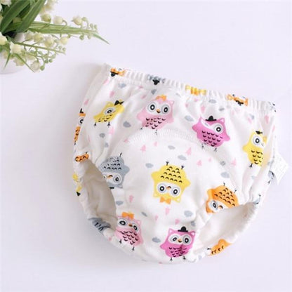 Stevvex cloth diaper in white with colorful owl print, reusable baby nappies on Tampa Home & Garden Store