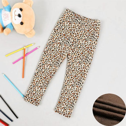 Baby girls leopard print leggings thick warm fabric Stevvex kids pants on Tampa Home & Garden Store